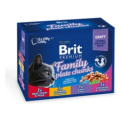 Brit Premium kačių konservų rinkinys ( dėžutėje) Family Plate 1200 g (12×100 g)