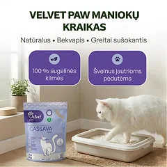 Natūralus manioko šaknies kačių kraikas, 2,6 kg/6 l — 2 nuotrauka