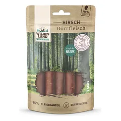 WILDES LAND Deer dried meat skanėstai šunims su elniena, 150 g / 7vnt.