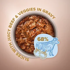 CLUB 4 PAWS Premium plus konservuotas ėdalas suaugusiems mažų veislių šunims su jautiena ir daržovėmis padaže 12x85 gr, 12x80 gr — 4 nuotrauka
