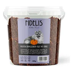 FIDELIS *dvisluoksnė vabzdžių filė su moliūgu, skanėstai šunims (600 g kibiras)