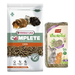 VERSELE-LAGA Cavia Complete - jūrų kiaulytėms 1,75kg +VITAPOL Šienas dideliems graužikams 800g