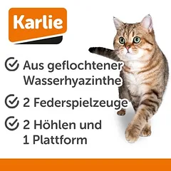 Karlie draskymo statinė Caverna iš vandens hiacintų katėms, Ø 40 x H 70 cm — 3 nuotrauka