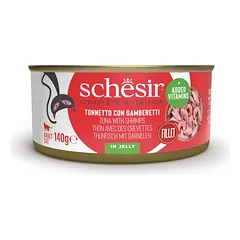 SCHESIR Tunas su krevetėmis kačių maistas 140 g
