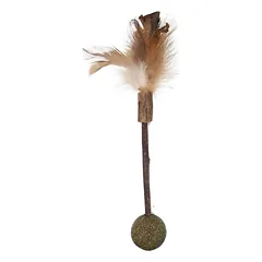 Magic Cat Natural Fun lazdelė su natūraliomis plunksnomis ir kamuoliukais 18 cm — 2 nuotrauka