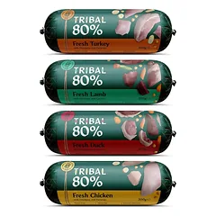 Šlapias maistas šunims su šviežia kalakutiena – Tribal Gourmet Sausage 80% Fresh Turkey, 300 g — 4 nuotrauka
