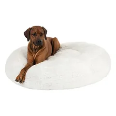 zooplus Exclusive mišrus rinkinys: guolis šunims Flocke + tinkami atsarginiai užvalkalai, Lova Ø 90 x H 20 cm + atsarginis užvalkalas Ø 90 cm, šviesiai pilka (su pleduku) — 3 nuotrauka