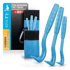 BluePet Zeckenhaken 3er Set Zeckenhebel Zeckenentferner mit Tasche