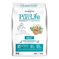 Pro nutrition Pure Life ADULT begrūdis maistas suaugusioms katėms su antiena ir kalakutiena