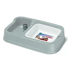 Water and food dispenser cm 34 x 20,5 x 7 h, different colors
