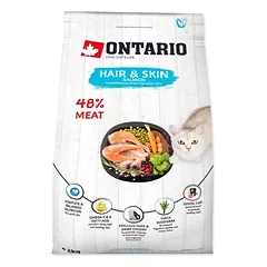 Ontario visavertis pašaras suaugusioms katėms Cat Hair&Skin, 2 kg — 3 nuotrauka
