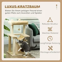 Kačių draskyklė su hamaku, kreminė, 90 cm — 4 nuotrauka