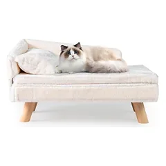 Giantex Luxus Haustiersofa Mit Rückenlehne, Kissen Und Stabilen Holzbeinen