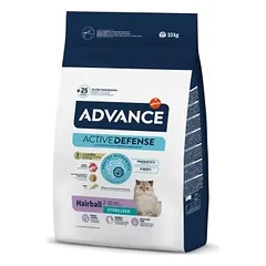 Advance Cat Sterilized Hairball sausas maistas sterilizuotiems suaugusiems katams, skirtas kontroliuoti plaukų kamuoliukus, 10 kg