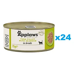 APPLAWS Cat Adult Tuna with Seaweed in Broth tunas su jūros dumbliais sultinyje 24x70 g