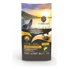AMBROSIA Fresh Duck Monoprotein vieno baltymo begrūdis sausas maistas šunims su antiena