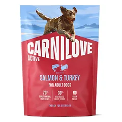 Carnilove Active Dog Salmon & Turkey sausas maistas šunims bepriklausomas nuo grūdų su lašiša ir kalakutiena, 1,5 kg