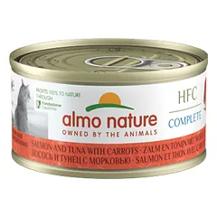 Almo Nature HFC Complete Lašiša ir Jautiena su Morkomis šlapias maistas suaugusiems katėms, 70 g