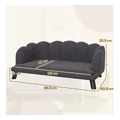 Šunų ir kačių sofa su atlošu, medinėmis kojelėmis ir skalbiamu užvalkalu, vidutinio dydžio šunims iki 25 kg, tamsiai pilka — 3 nuotrauka