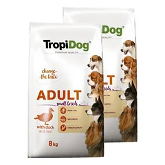 TROPIDOG Premium Adult Small Breeds su antiena ir ryžiais 2x8kg