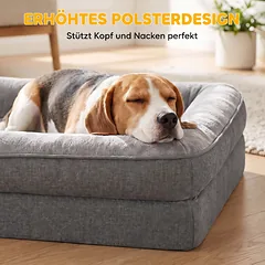 Guolis su paaukštintais kraštais ir skalbiamu užvalkalu, 91x68x16 cm, šunims iki 12 kg ir katėms, pilkas — 4 nuotrauka