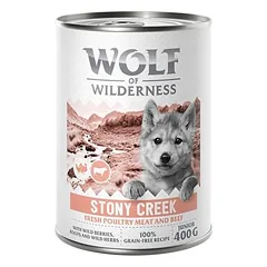 Wolf of Wilderness Junior – su daug šviežios paukštienos, drėgnas maistas šunims 6 x 400 g — 5 nuotrauka