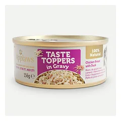 Applaws Dog Taste Toppers in Gravy vištienos krūtinėlė su antiena papildomas maistas šunims su vištienos krūtinėlės gabaliukais ir antienos mėsa padaže, 156 g