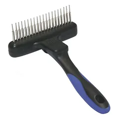 Show Tech cross-bristle grooming rake with rotating teeth