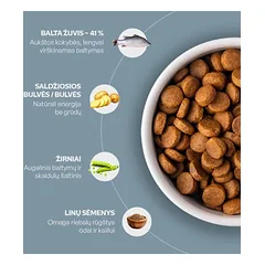 Suaugusių baltakailių šunų sausas pašaras su balta žuvimi, 10 kg — 4 nuotrauka