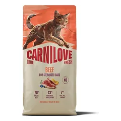 CARNILOVE True Fresh Cat Beef Sterilised 6 kg jautiena, skirtas sterilizuotiems katėms