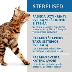 OPTIMEAL™ visavertis konservuotas pašaras sterilizuotoms katėms su lašiša ir mėlynėmis drebučiuose 12x0.085 kg — 2 nuotrauka