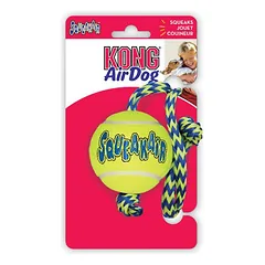 KONG Squeaker Tennis Ball W/Rope žaislas šunims su teniso kamuoliuku ir virve, vidutinis