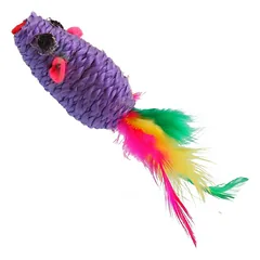 Magic Cat žaislinė pelė medvilninė su plunksna, 6 cm — 2 nuotrauka