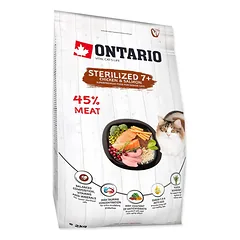 Ontario Cat Sterilised 7+ sausas maistas sterilizuotoms katėms nuo 7 metų, su lašiša ir vištiena, 2 kg