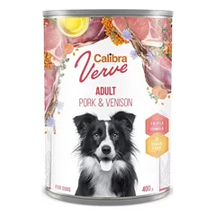 CALIBRA Dog Verve GF Adult Pork&Venison 400 g Šunims skirtas drėgnas ėdalas be grūdų su kiauliena ir elniena