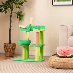 GIANTEX Kratzbaum In Form Einer Windmühle Mit Kratzflächen Und Plattform