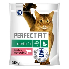 PERFECT FIT (sterilus 1+) 750g jautienos turtingas sausas ėdalas katėms po sterilizacijos nuotrauka