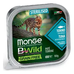 Monge BWild Sterilised paštetas su tunu ir daržovėmis sterilizuotoms katėms