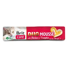 Brit Care Duo Mousse kreminiai skanėstai katėms su vištiena ir moliūgu 4 x 14 g