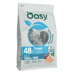 Oasy Monoprotein Adult Small/Mini sausas pašaras su upėtakiu mažų veislių šunims