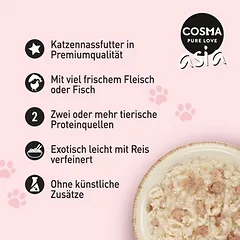 Cosma Asia drebučiuose, drėgnas maistas katėms 6 x 400 g — 2 nuotrauka