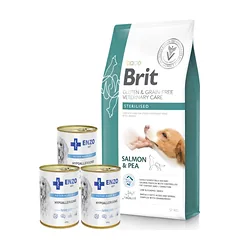 BRIT GF Veterinary Diets Dog Sterilised 12kg + ENZO VET Hipoalerginė dieta su kalakutiena šunims 3x400g