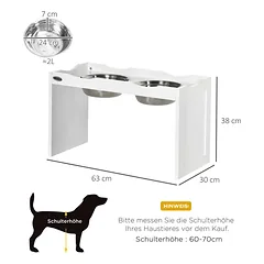 Dubenėliai su stovu PawHut 63x30x38cm., baltos/sidabrinės spalvos — 3 nuotrauka