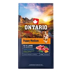 Šuniukų ėdalas – Ontario Puppy Medium, su ėriena ir rudaisiais ryžiais, 6,5 kg