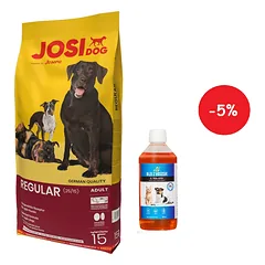 JOSERA JosiDog Regular 15kg + LAB V Lašišų aliejus šunims ir katėms 500ml