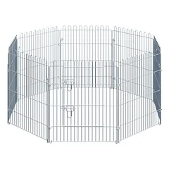 Šuniukų aptvaras iš 8 skydelių, skydelio dydis 63 x 76 cm, sidabrinis