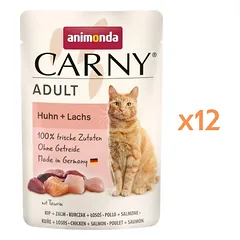 ANIMONDA Carny Adult Pouch Vištiena ir lašiša 12x85g drėgnas maistas katėms