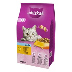 WHISKAS Sterile 14kg - sausas ėdalas katėms po sterilizacijos su vištiena