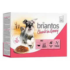 Briantos Chunks in Gravy drėgnas maistas šunims, ekonominė pakuotė 48 x 100 g — 5 nuotrauka
