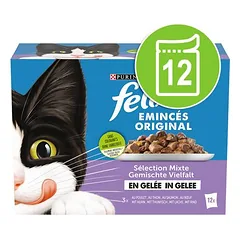 Felix maišeliai drebučiuose, drėgnas maistas katėms 12 x 85 g